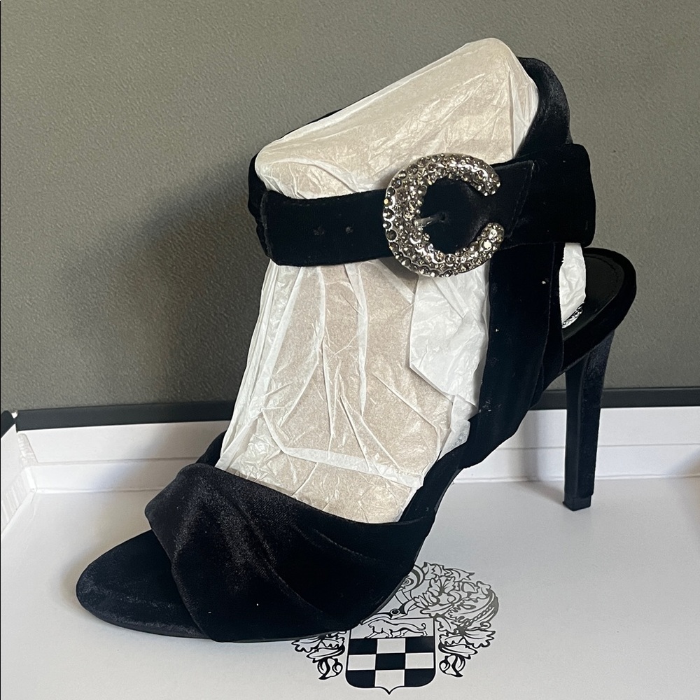 Two by Vince Camuto Black Heels with Rhinestone Accent